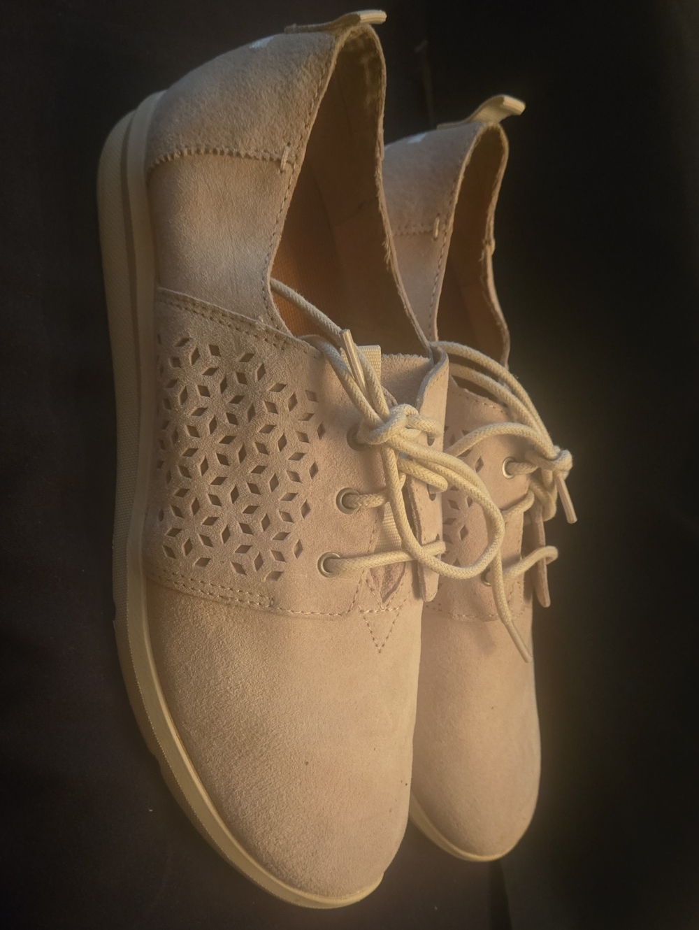 Toms Women's Lace-Up Suede Shoes in Light Taupe